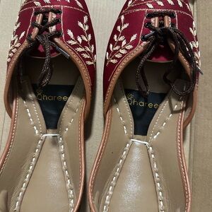 Women's Red Embroidered Shoes